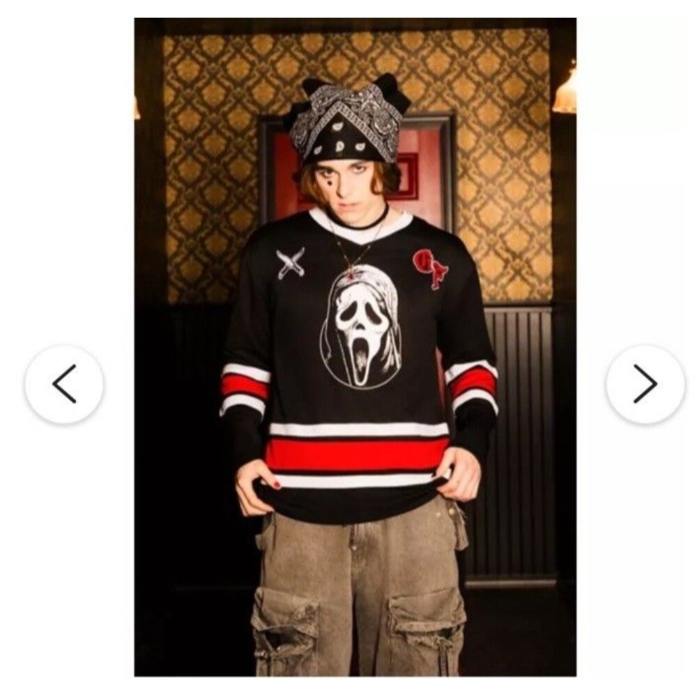 Bioworld Ghost Face X Scream Hockey Jersey Black White Red Size S